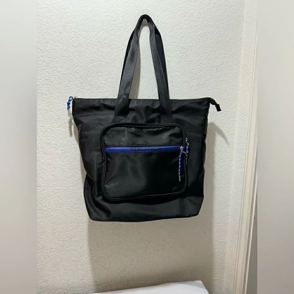 Nautica Shoulder Bag tote top zipper black blue